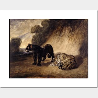 Two Leopards from Peru by Antoine-Louis Barye Posters and Art